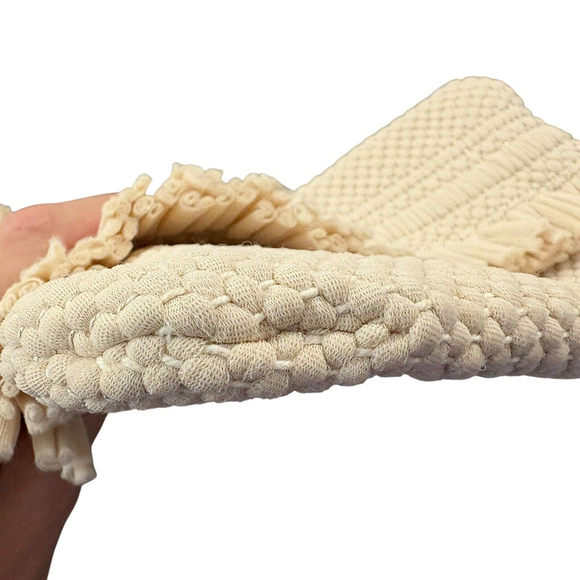 VTG 1960s Hand Loomed Clutch Pouch Ivory Fringe Metallic Thread Boho - Picture 3 of 9